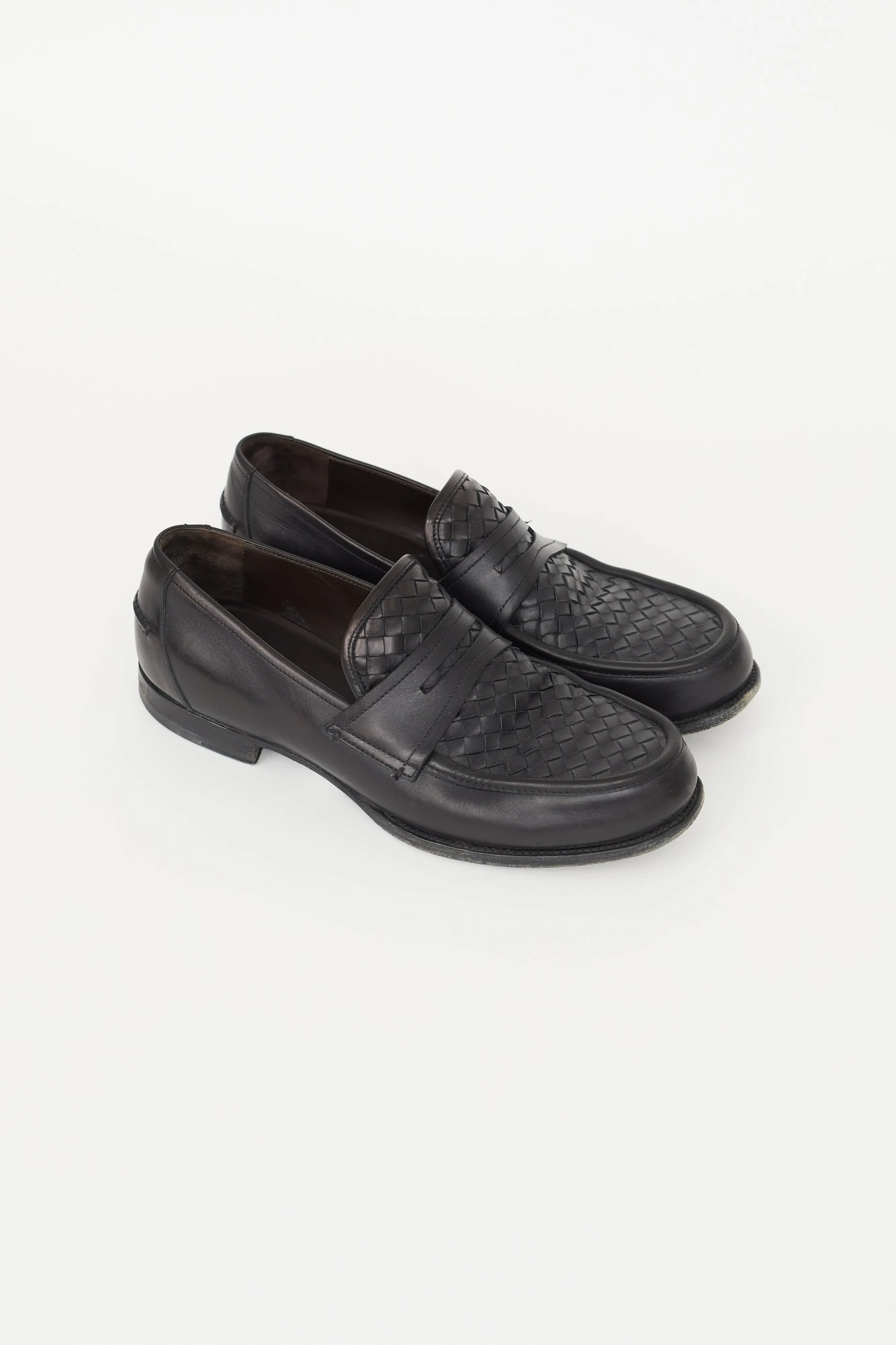 Black Intrecciato Leather Loafer