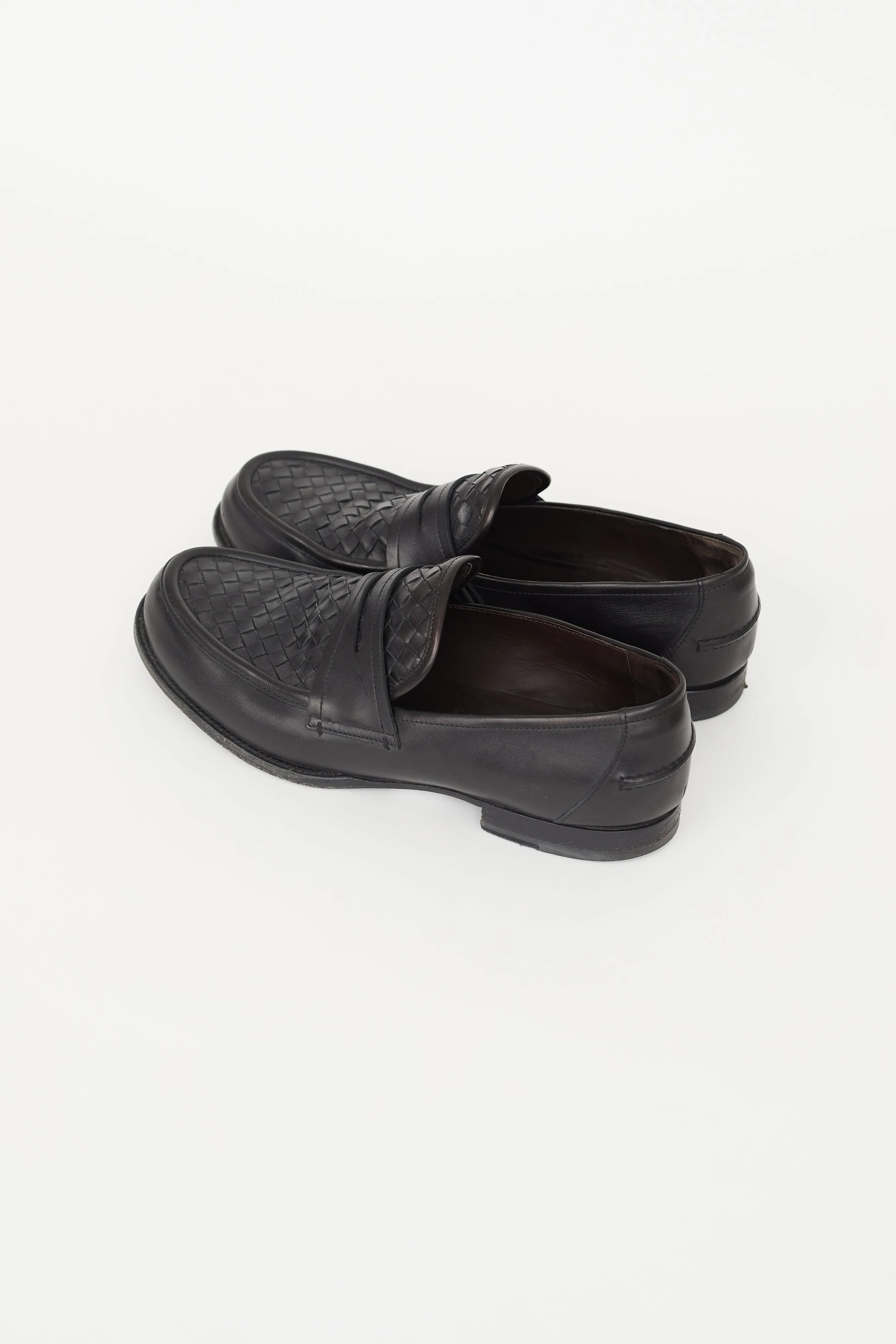 Black Intrecciato Leather Loafer