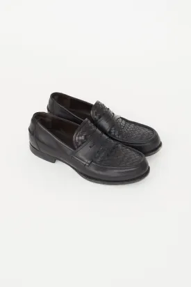 Black Intrecciato Leather Loafer