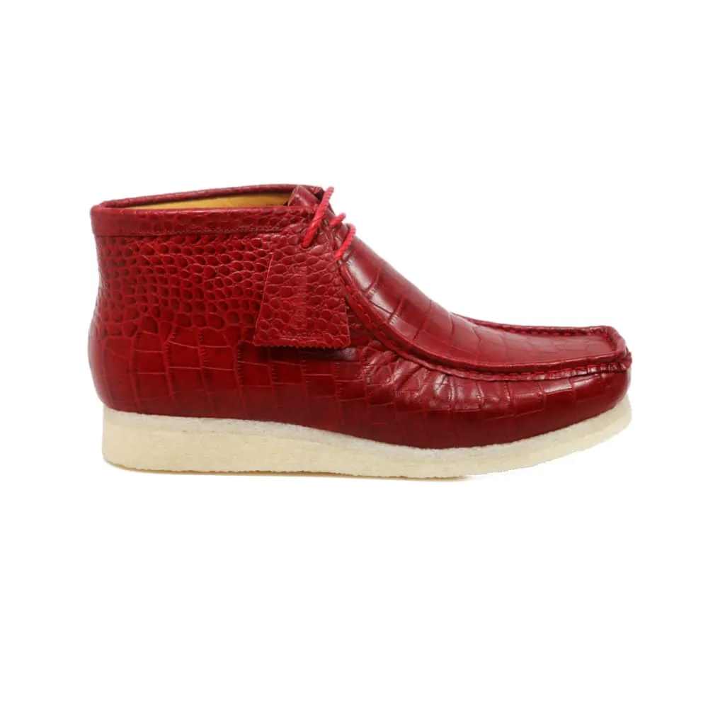 British Walkers Wallabee Boot Gators Men's Red Alligator Leather Ankle Boots