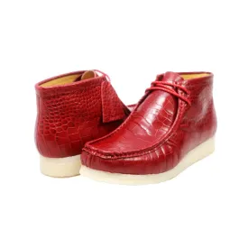 British Walkers Wallabee Boot Gators Men's Red Alligator Leather Ankle Boots