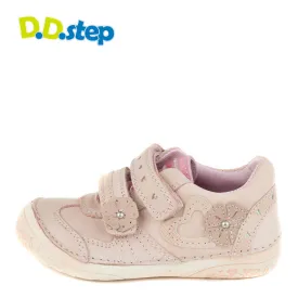 D.D. Step little kid double strap girl shoes light pink with flower size US 8.5-12