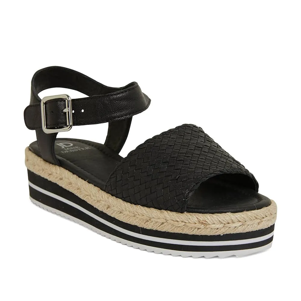 Debbie Sandal in Black Weave Leather