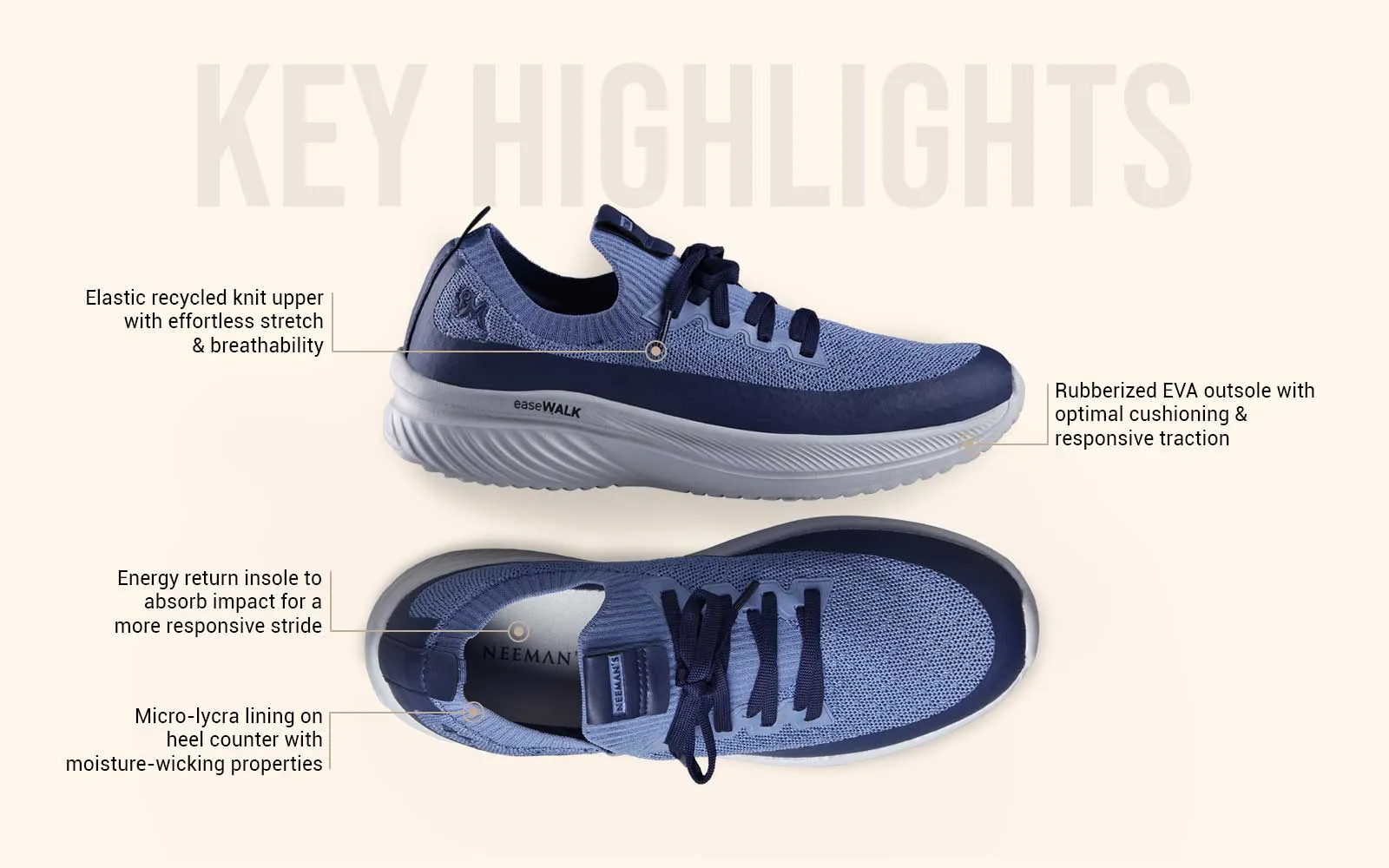 Ease Walk Sneakers : Blue