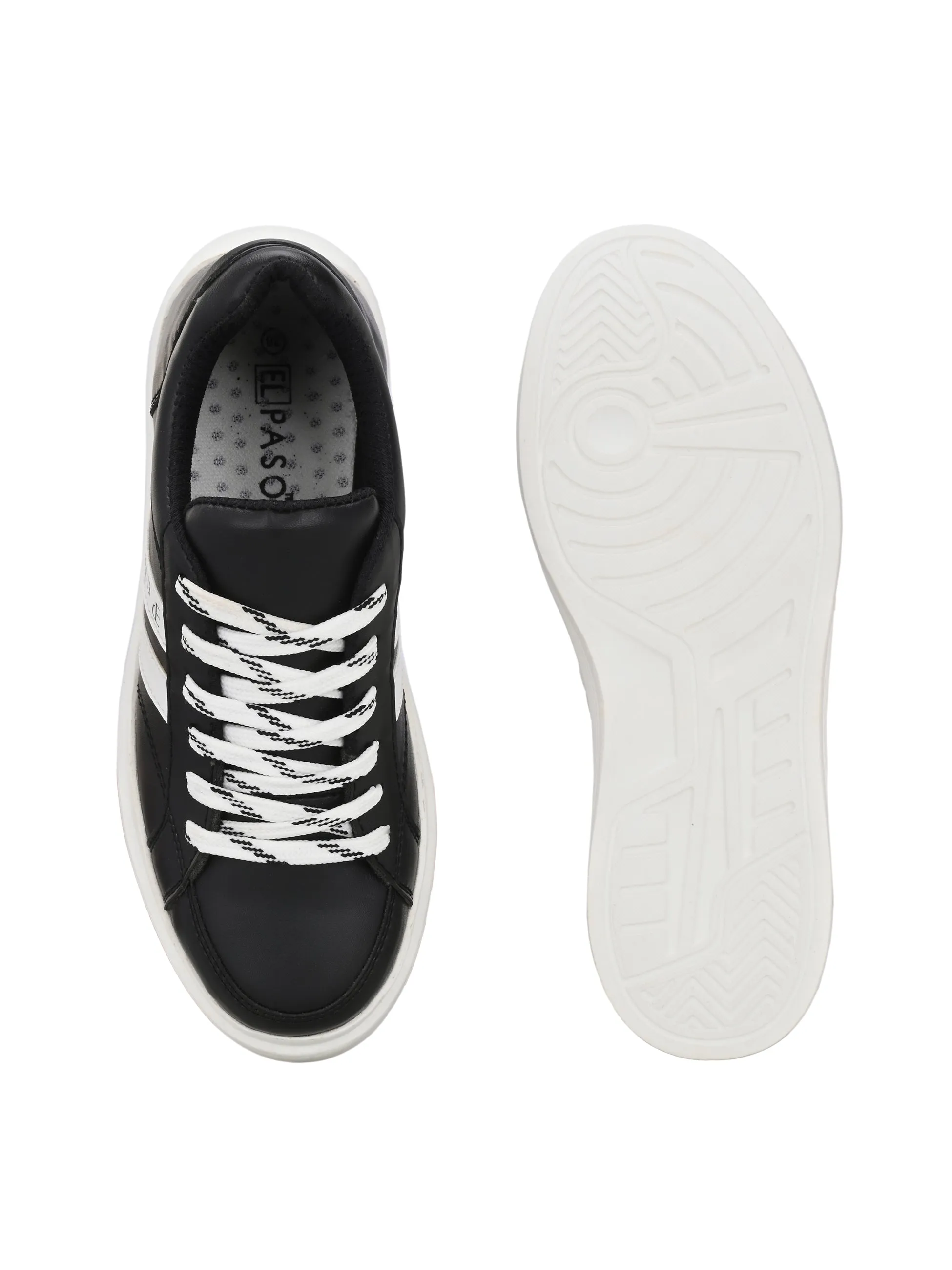 EL PASO Faux Leather Casual Lace Up Sneakers For Women