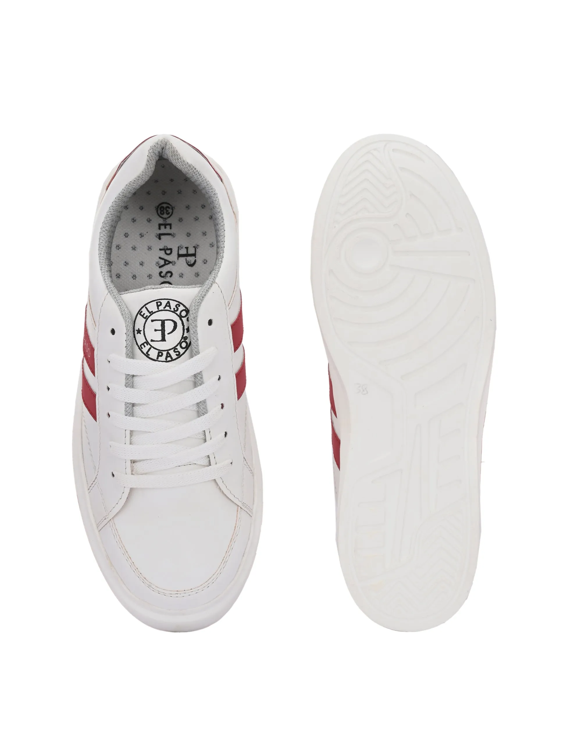 EL PASO Faux Leather Casual Lace Up Sneakers For Women