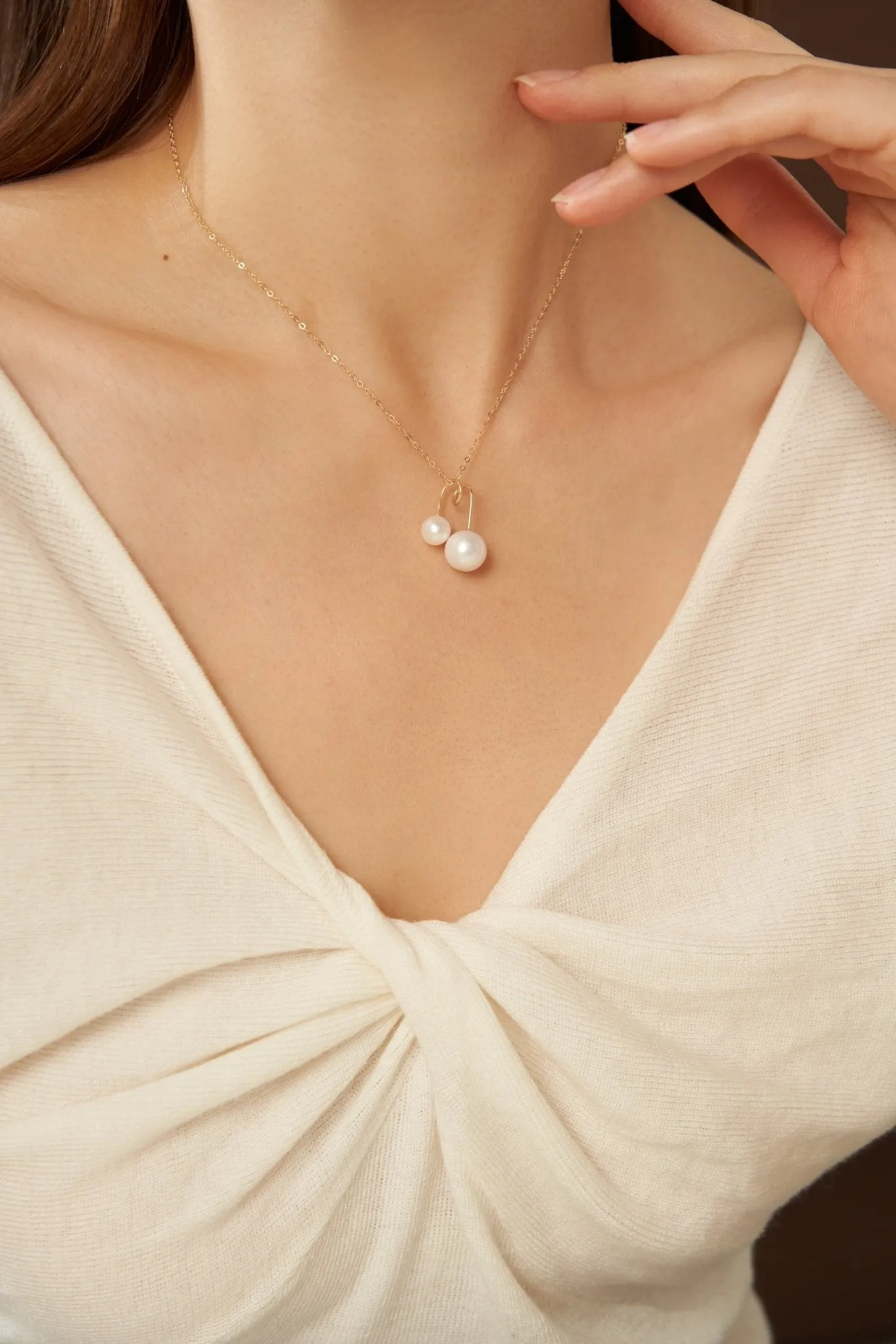 Embellished Series Double Pearl Mom Necklace