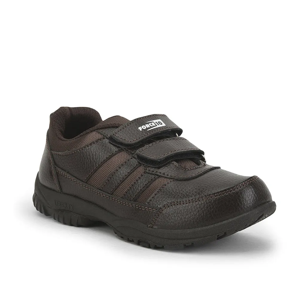 Force 10 (Brown) Velcro School Shoes For Kids 8151-18VEL By Liberty