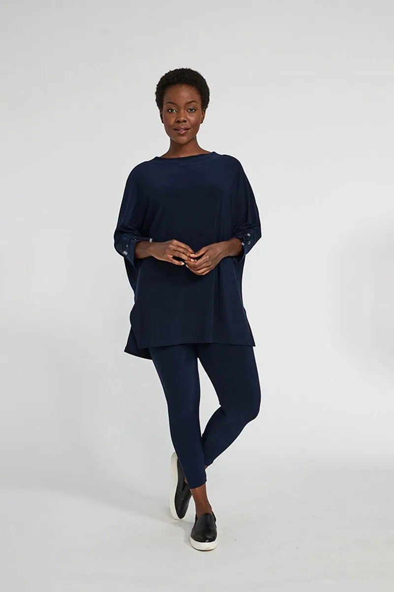 Halo Tie Cuff Tunic | Navy