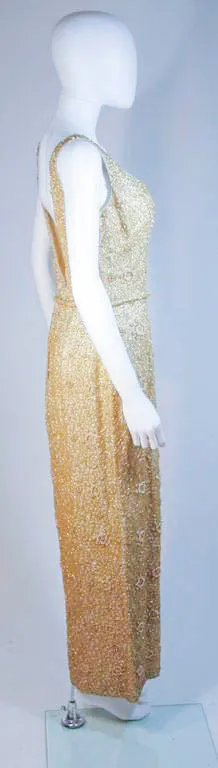 HAUTE COUTURE INTERNATIONAL Gold Beaded Gown Size Large