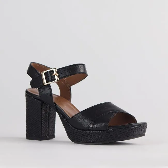 High Heel Platform Sandal in Black - 12676