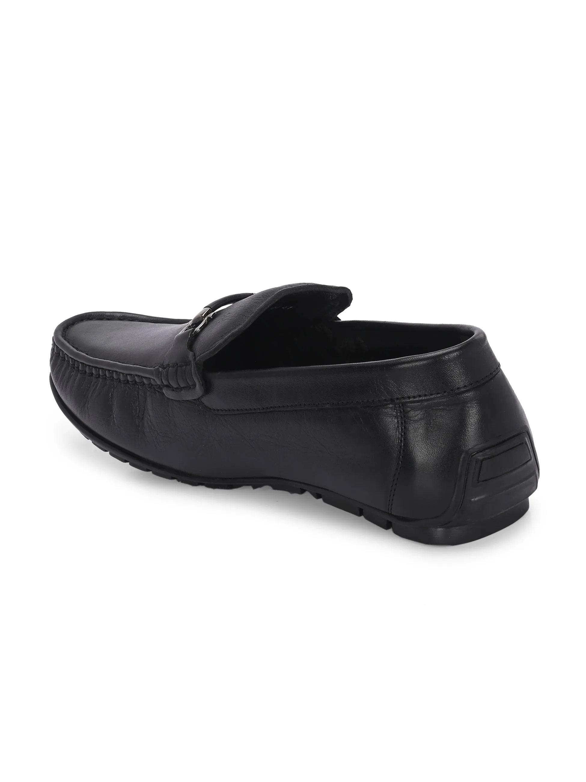 Hitz Men's Black Leather Casual loafers