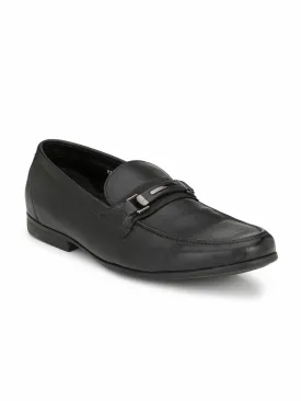 Hitz Men's Black Slip-On Comfort Leather Shoes