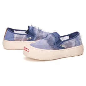 JOY&MARIO Women’s Slip-On Lace Platform in Blue-87685W