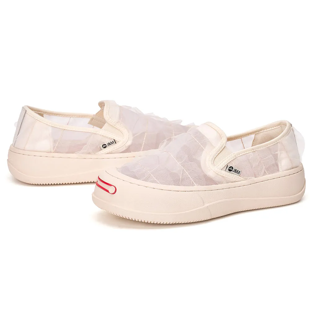 JOY&MARIO Women’s Slip-On Lace Platform in Ivory-87685W