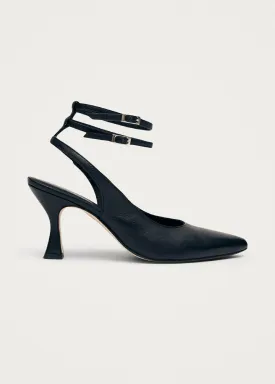 Louise Black Leather Pumps