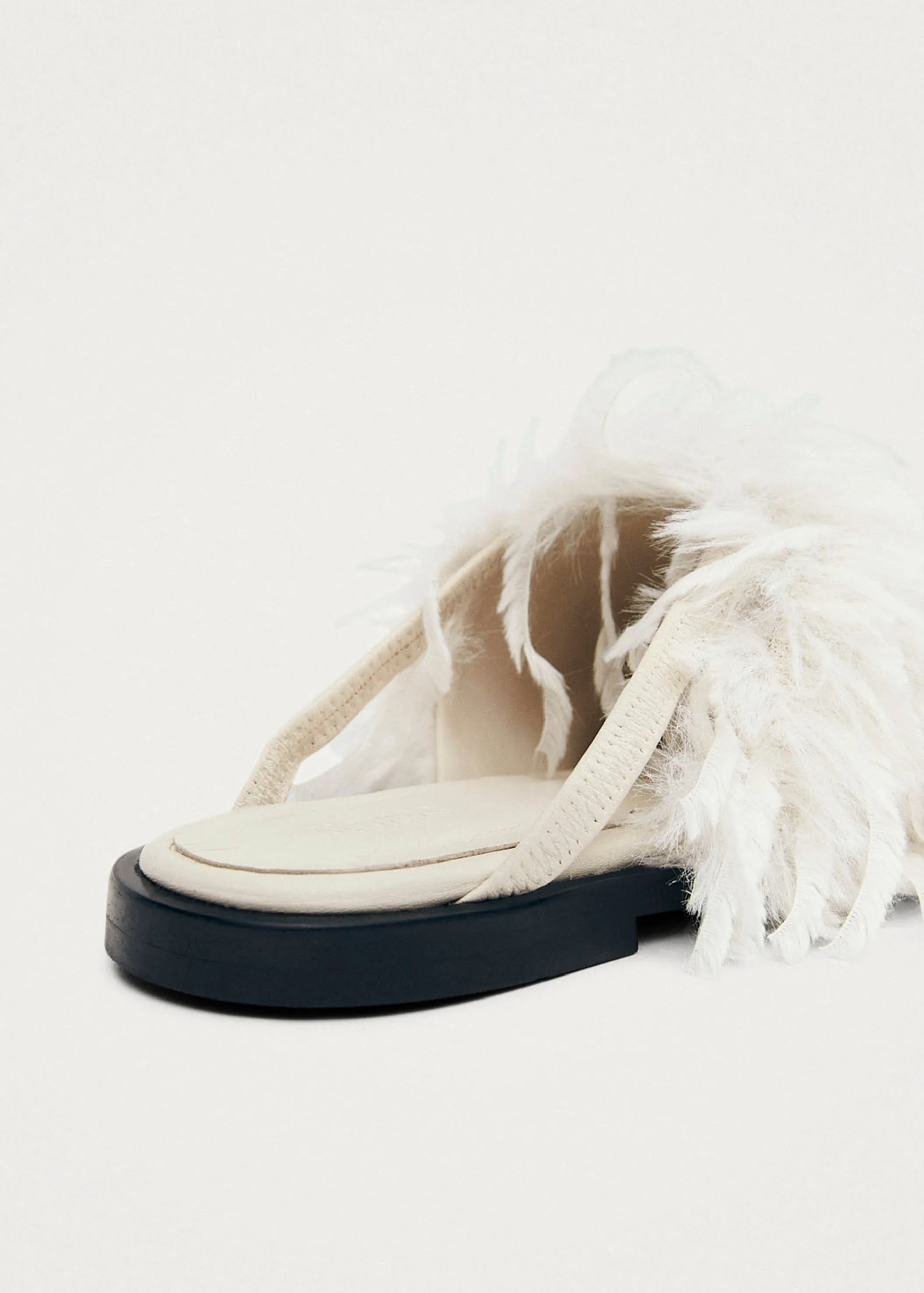 Maja Furry Cream Leather Mules