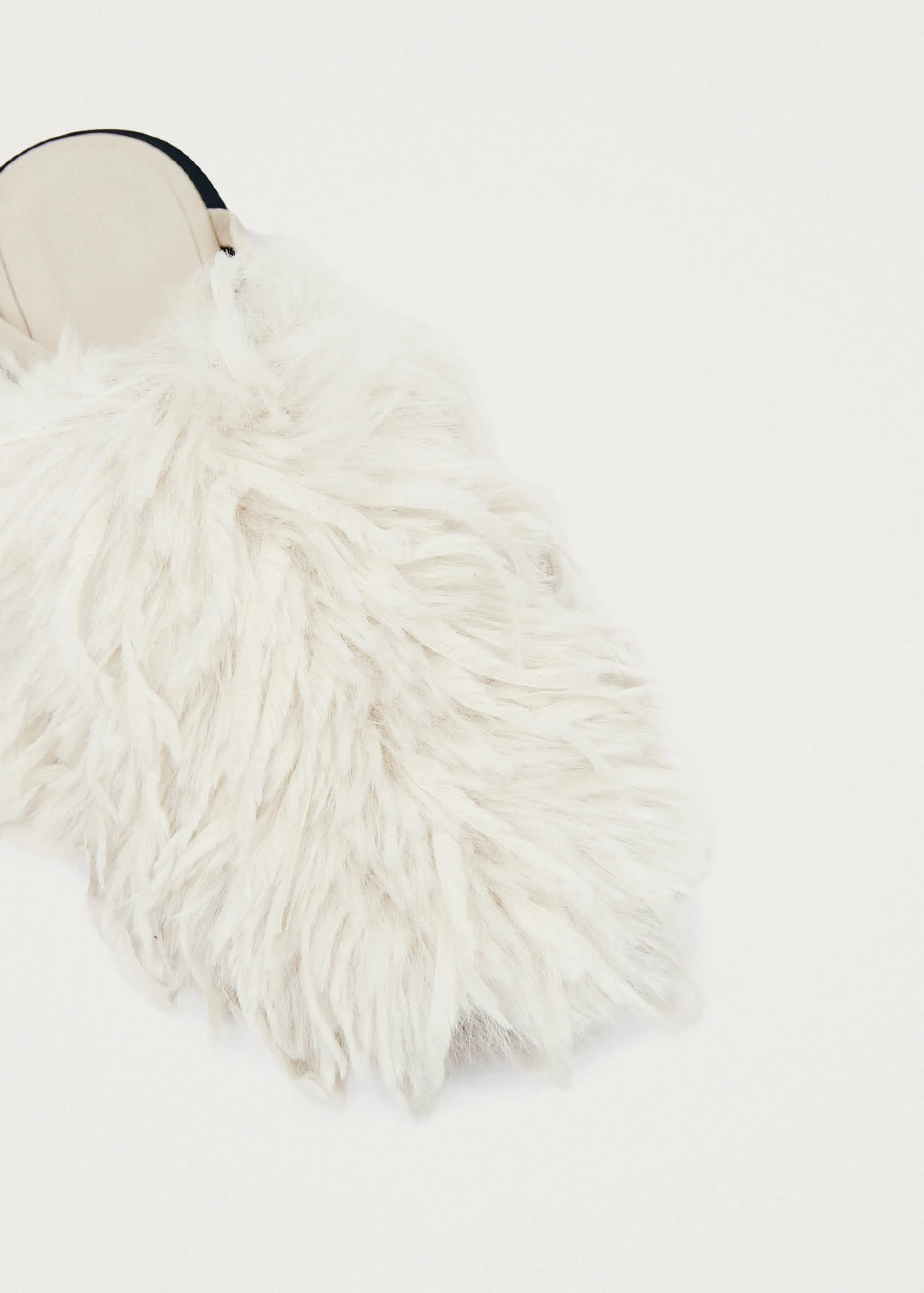 Maja Furry Cream Leather Mules