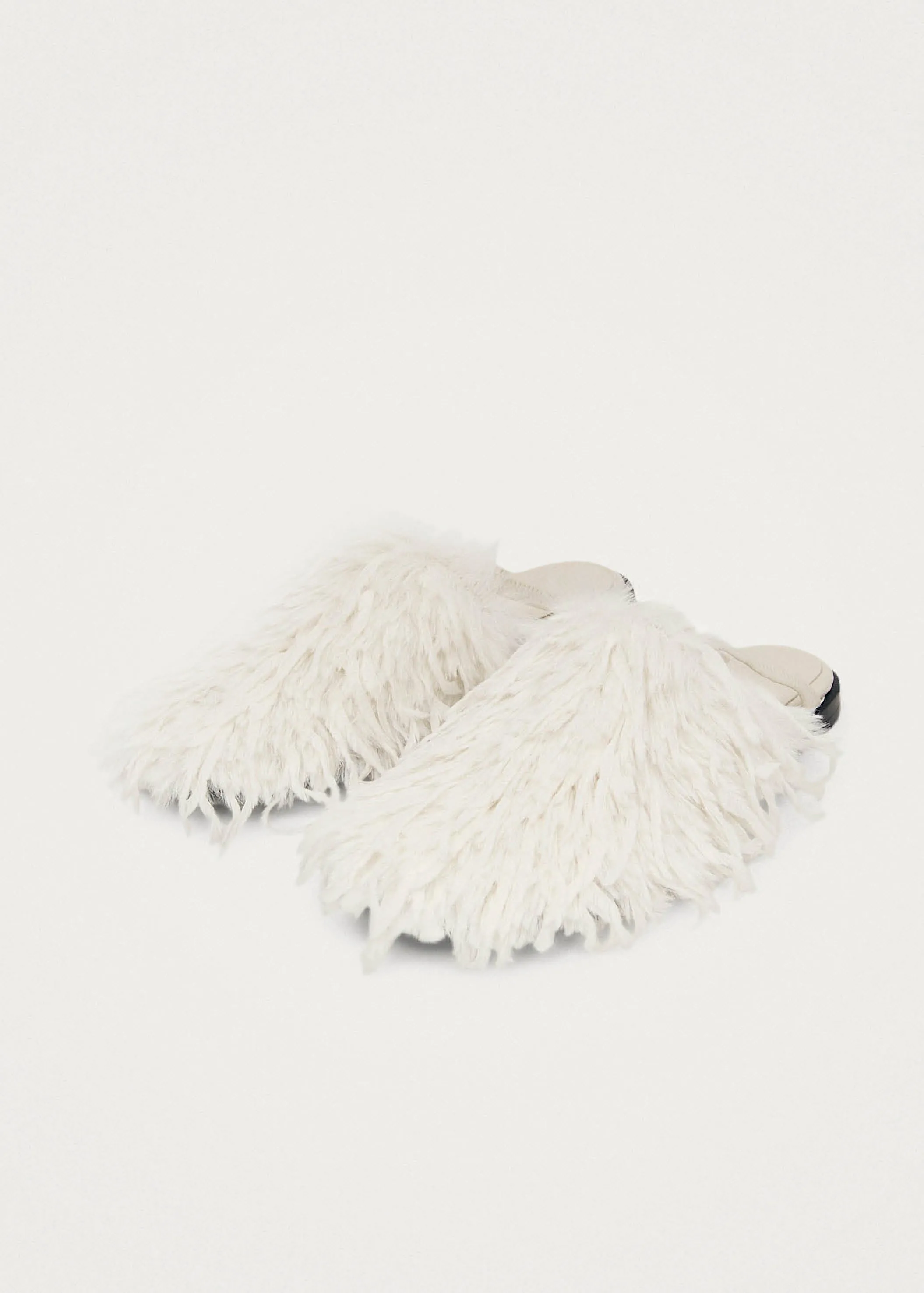 Maja Furry Cream Leather Mules