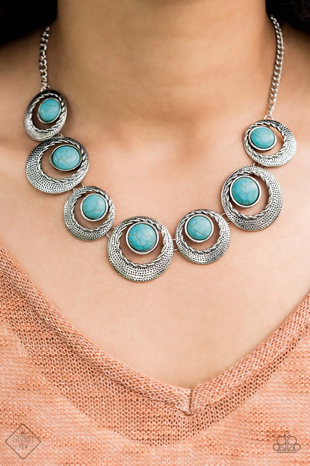 Paparazzi Accessories  -  The Simply Santa Fe Collection #SSF-0819 - Fashion Fix Blue Necklace August 2019