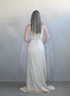 Pearl and sequin chapel train veil - Style #975