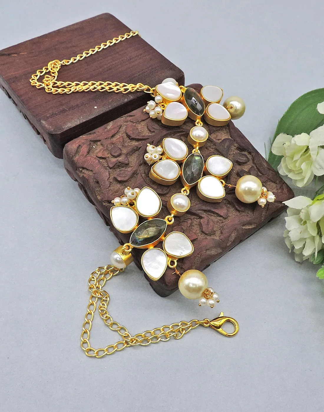 Pearl Flower Trio Necklace