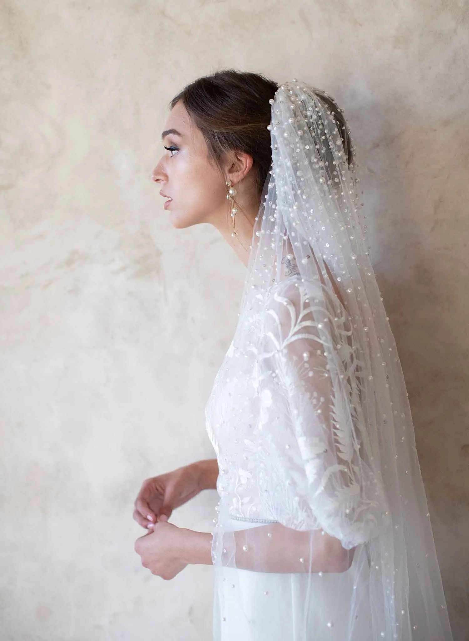 Pearl showers bridal train veil - Style #2065