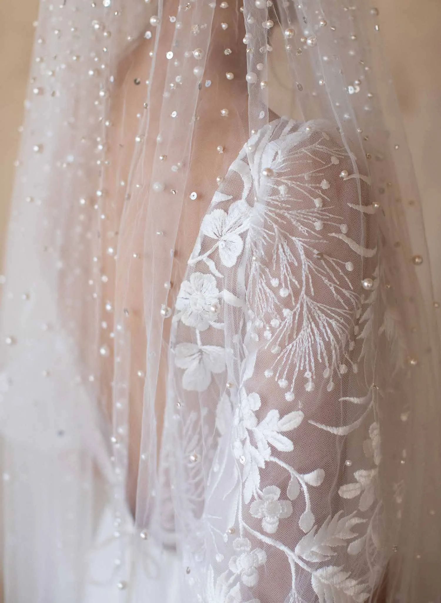 Pearl showers bridal train veil - Style #2065