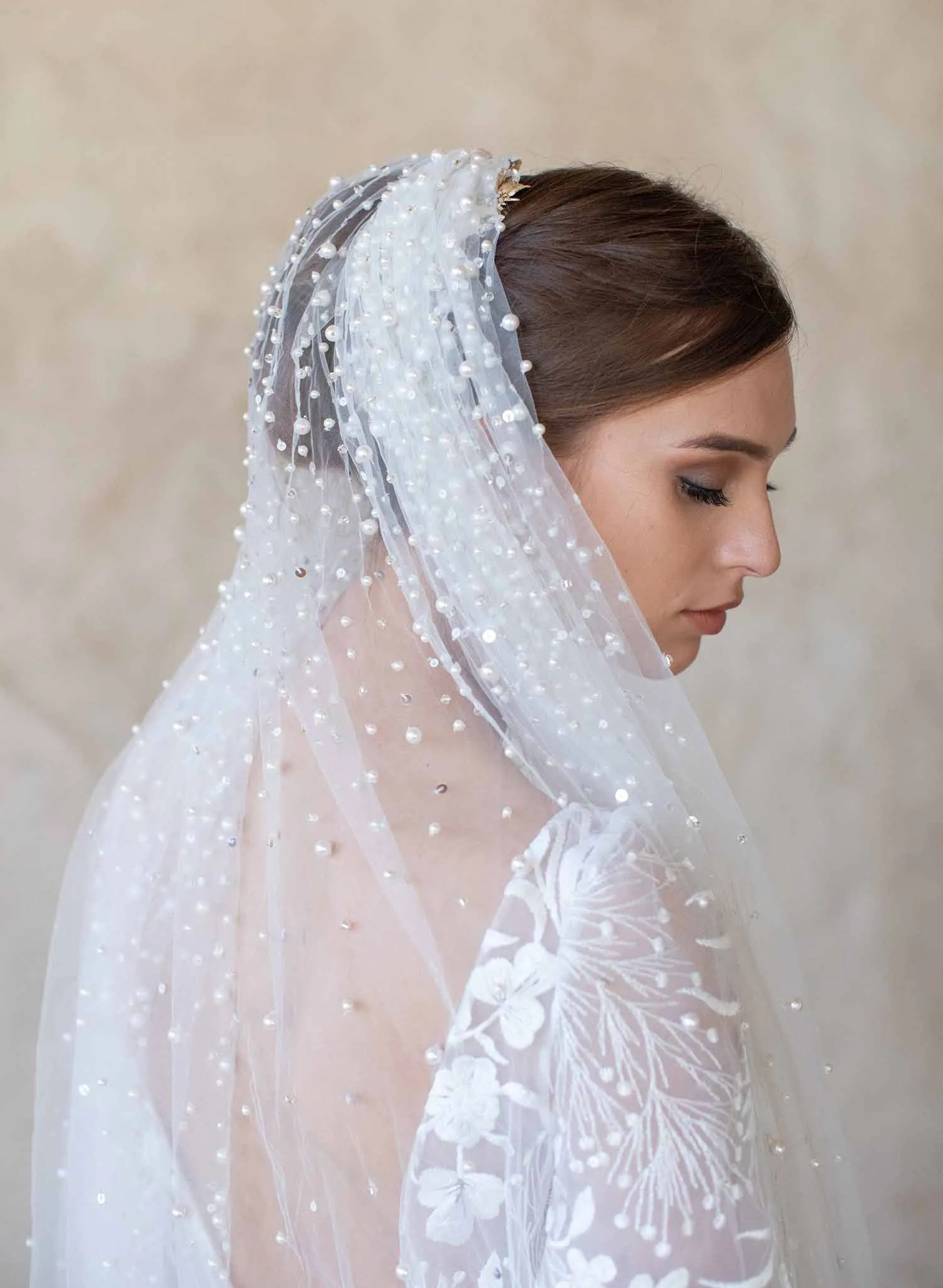 Pearl showers bridal train veil - Style #2065