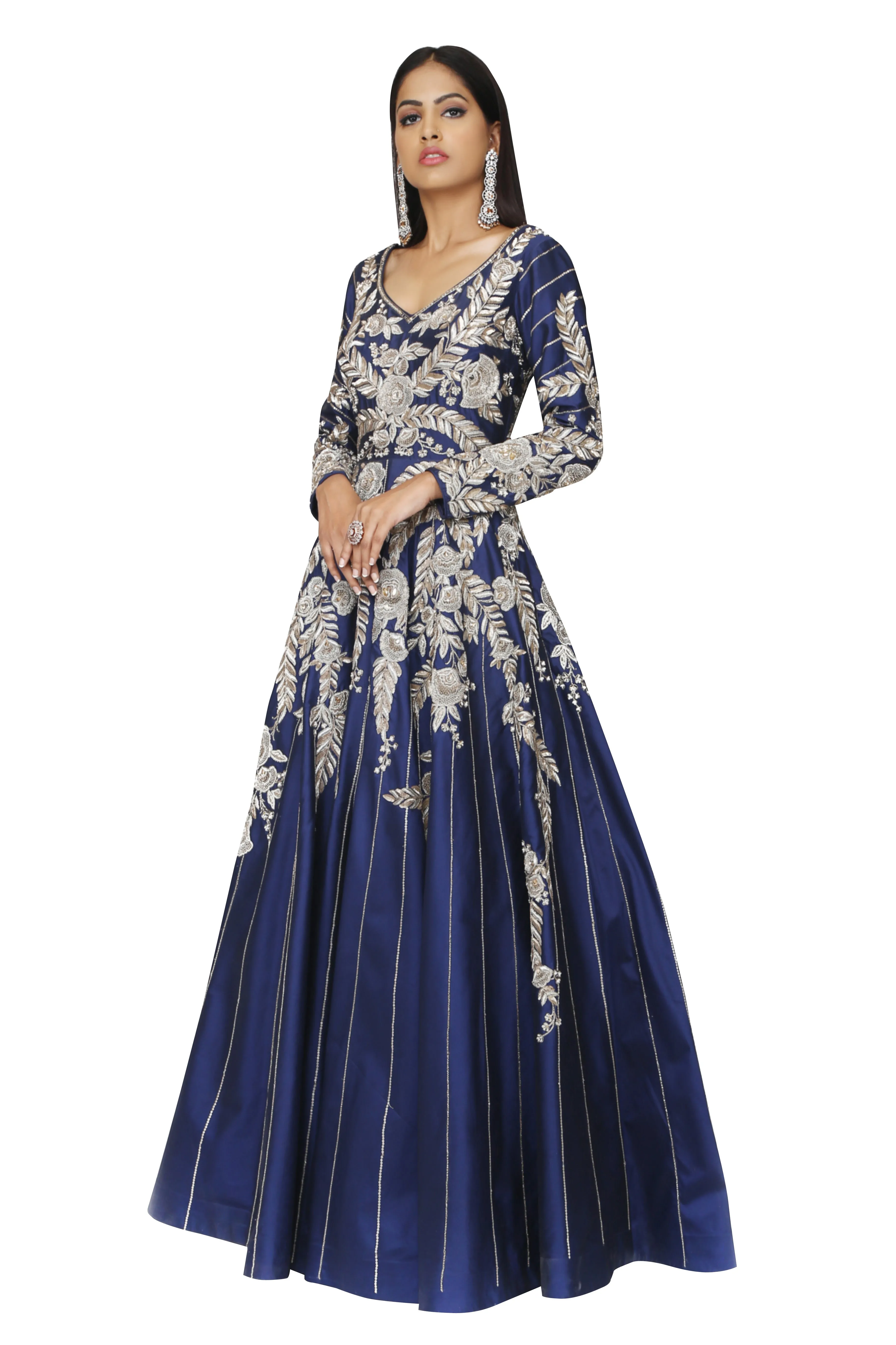 Royal Blue Embroidered Gown.