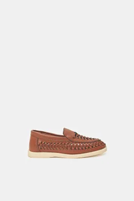 Senior Boys Brown Woven Loafer