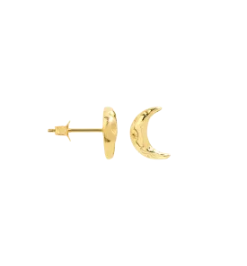 Single Golden Moon Stud Earring 14K