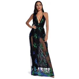 Stardust Sequin Mesh Gown