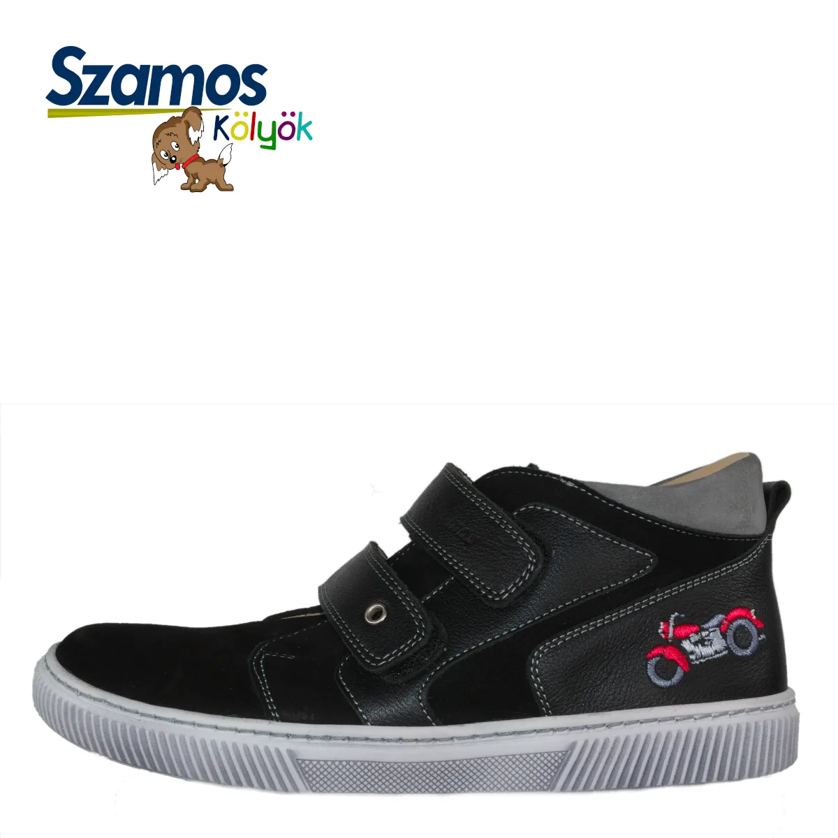 Szamos kid boy sneakers black with motorbike decor little kid/big kid size