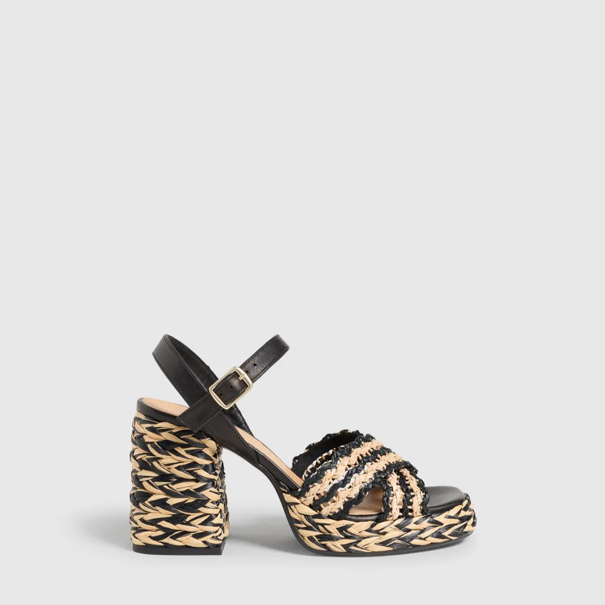 Vicen Black/Natural Platform Sandal