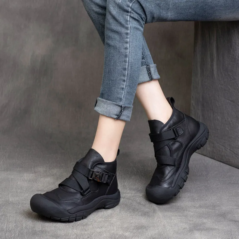 Women Autumn Retro Buckle Casual Ankle Boots