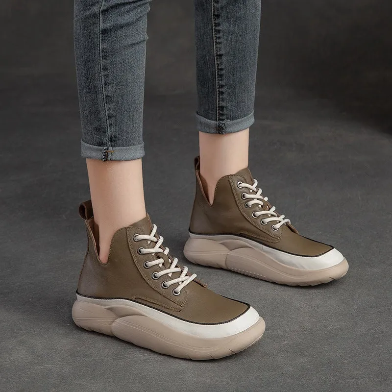 Women Fashion Casual Leather Ankle Boots