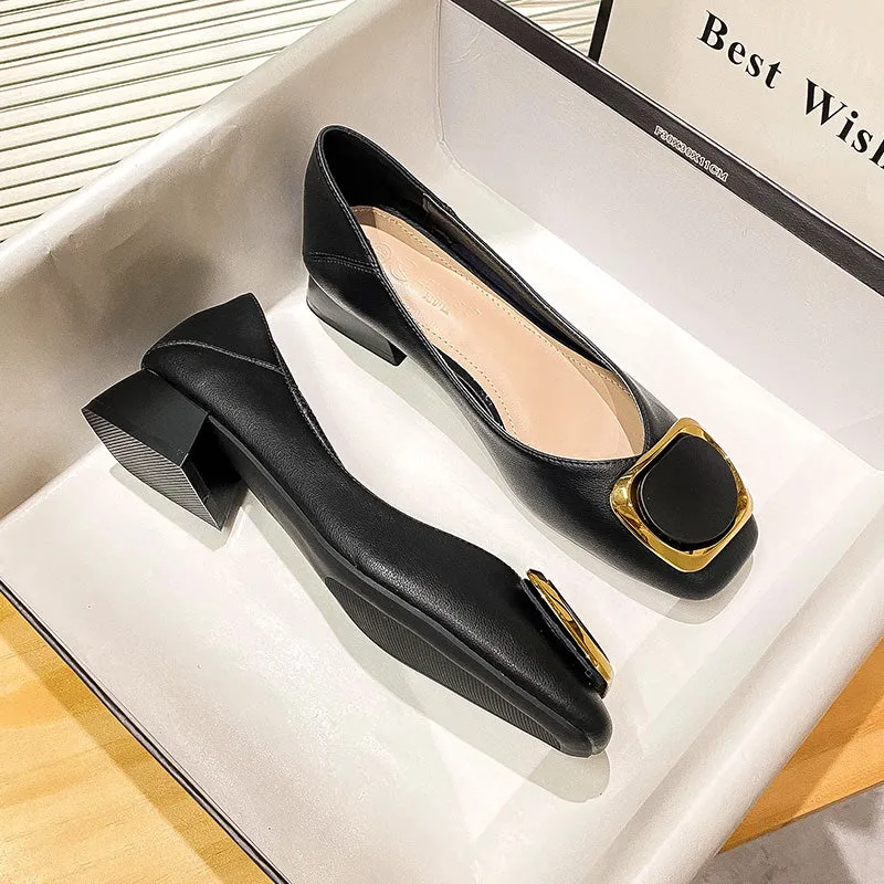 Women Fashion Cowhide Pumps Dress Shoes