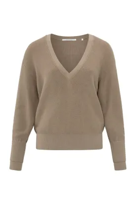 YAYA Affogato Brwn V-neck Sweater Ls